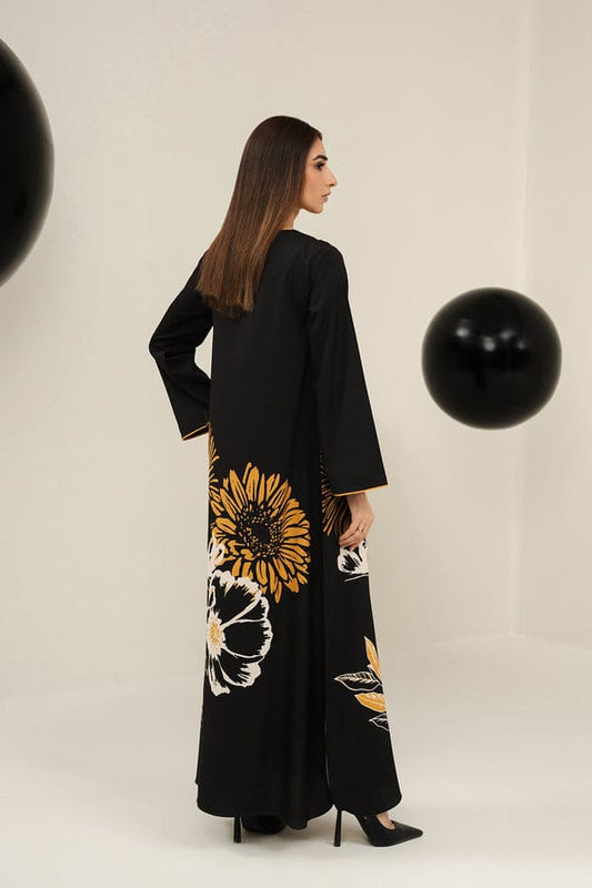 Elegant Black Floral Long Dress