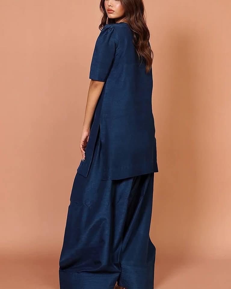 Navy Farshi Shalwar Kameez RawSilk