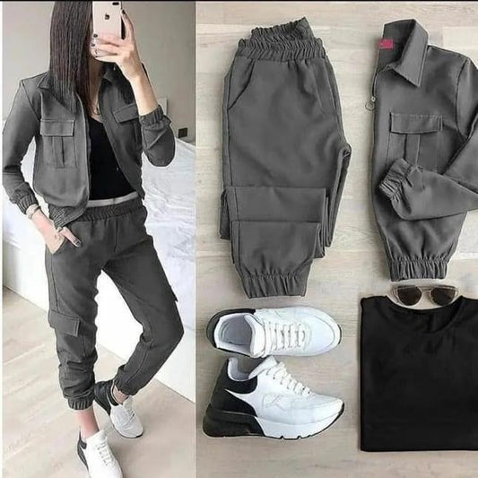 3 Pcs Winter Pocket Style Tracksuit