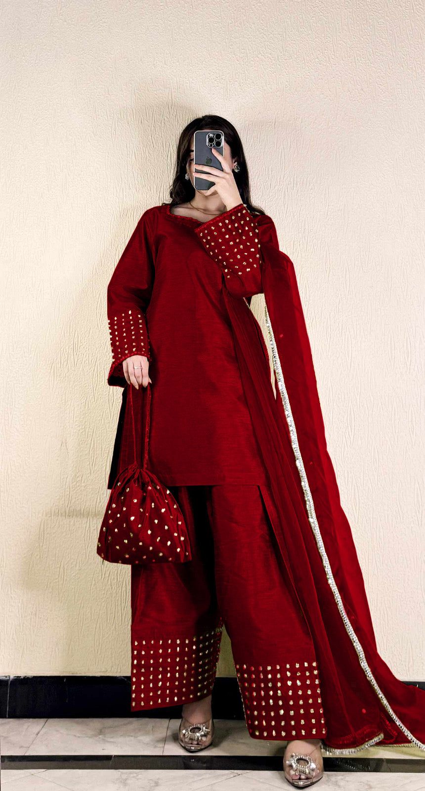 Farshi Shalwar Kameez With Potli 4Pcs