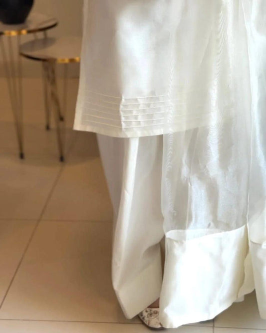 White Farshi shalwar kameez RawSilk