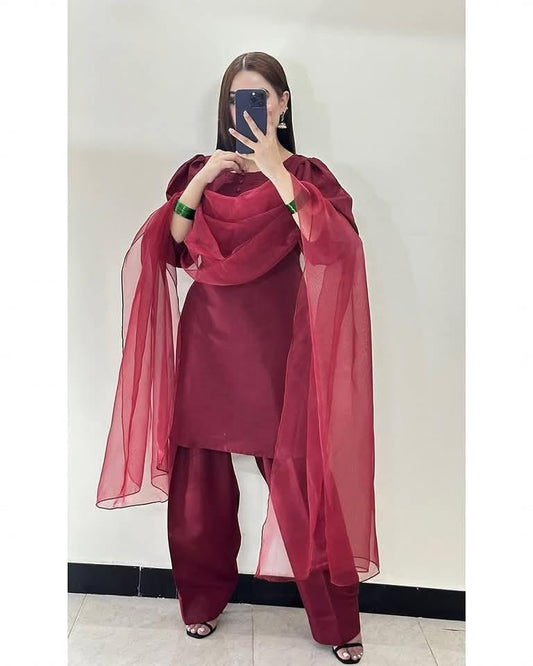 Maroon Farshi shalwar kameez Raw Silk